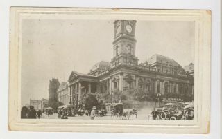The Town Hall Melbourne Victoria Tram Cars Real Photograph Postcard Posted 1910
