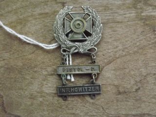 Ww2 Army Expert Qualification Badge With Pistol - D And Inf.  Howitzer Bars