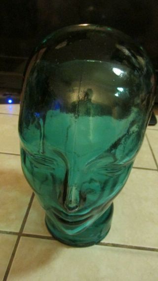 Hard To Find Blue - Green Glass Mannequin Head 11 "
