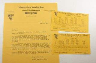 1928 Lamson Goodnow Victor Saw Inc Middletown Ny Letter Ephemera P1057d
