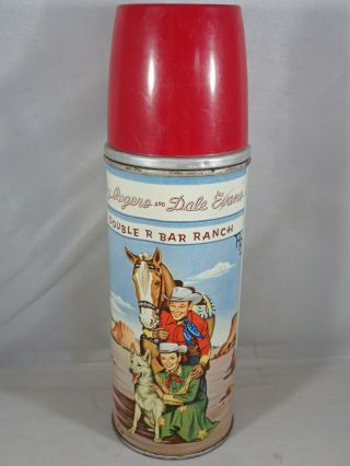 Vintage Roy Rogers & Dale Evans Double R Bar Ranch Holtemp Thermos Made In Usa