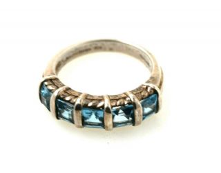 Judith Ripka Ladies Ring Sterling Silver W/ Blue Tourmalines Size 6