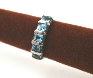 Judith Ripka Ladies Ring Sterling Silver W/ Blue Tourmalines Size 6 3