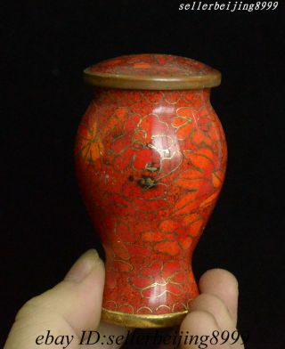 Collect Old Chinese Bronze Cloisonne Flower Pot Jug Tank Wine Earthen Jar Statue 2