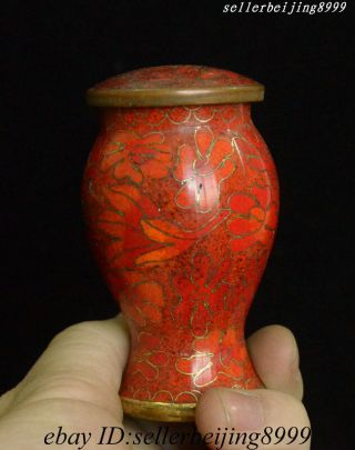 Collect Old Chinese Bronze Cloisonne Flower Pot Jug Tank Wine Earthen Jar Statue 3