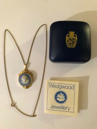 Wedgwood Jasperware Blue/white Cameo Muse Pendant
