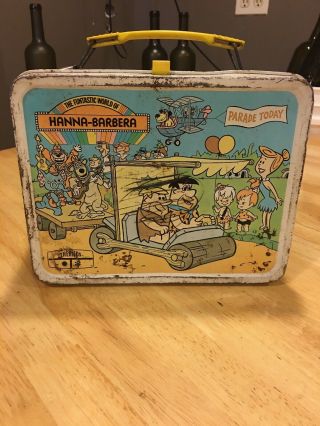 The Funtastic World Of Hanna - Barbera Vintage Metal Lunchbox - Flintstones,  Yogi