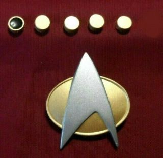 Star Trek The Next Generation Communicator Pin Rank Pip Combadge Badge Set