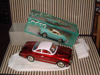 Nib Fully Tin,  Friction Driven,  Volkswagen Karmann Ghia In Red.  Model Mf743
