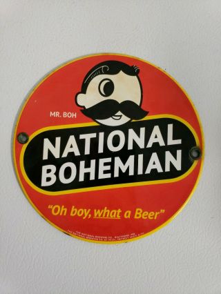 Vintage National Bohemian Beer Button Sign Baltimore Md Natty Boh Mr.  Boh