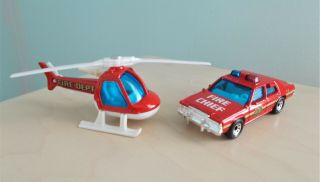 Matchbox Ford Ltd Fire Chief Car Fire Dept 1987 With Helicopter
