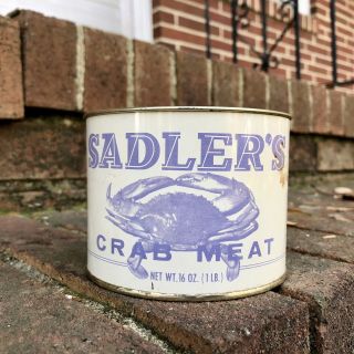 Vintage Sadler’s Crab Meat Tin Can Annapolis Md 79 Maryland 1 Lb Scarce