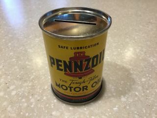 1940s Pennzoil Mini Oil Can Bank 3 Inch Tall Gas Station Giveaway Promo Premium