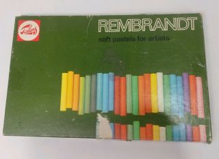 Vtg Talens Rembrandt Soft Pastel Set Of 90 Sticks Complete Art Holland 300c90p