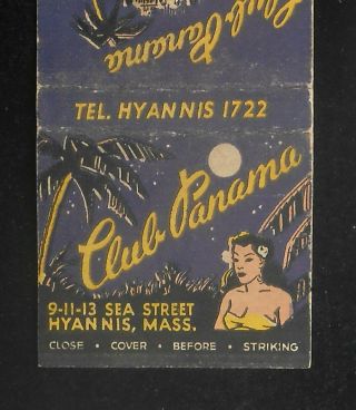 1940s Club Panama Luncheon Dinner Dancing Tel.  1722 Sexy Girl Tiki Hyannis Ma Mb