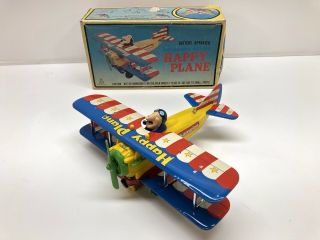 Vintage Tps Battery Operated Happy Plane & Insert Great N/m