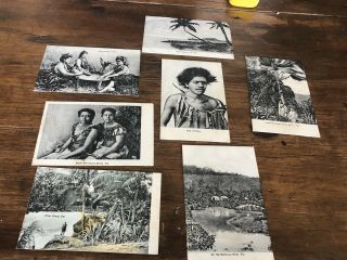 Vintage Postcards X 7 Fiji Girls Belles Kava Making Wainunu River Fijian