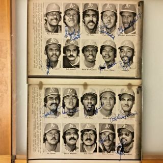 2 Vintage Oakland A’s 8”x10” B/w Autographed Photos (one Dozen Signatures) Pc401