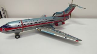 Vintage Tin Plate Toy Litho Louis Marx American Airlines Astro Jet Plane Battery