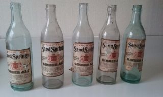 Vintage 1930s Sand Springs Ginger Ale Paper Label 15 Oz Bottle Williamstown,  Ma
