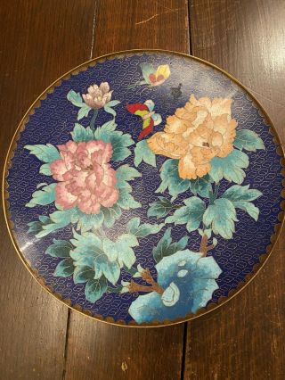 Stunning Antique 19th Century Chinese Cloisonné Enamel Plate