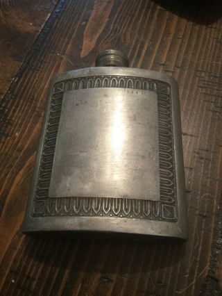 Vintage Kings Pewter Thailand Hip Flask With Screw On Cap,  No Monograms