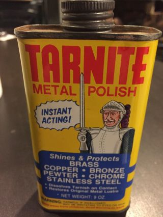 Vintage Collectors Tarnite Metal Polish Tin Litho Oil Oiler Can Man Cave