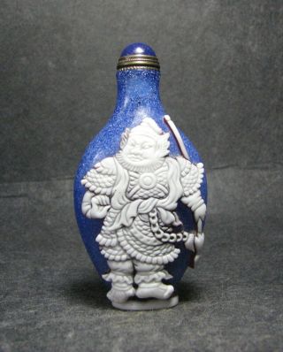 Chinese Glass Exquisite Carve Military Commander Design Snuff Bottle,  - -,