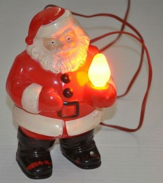 Old Vintage Christmas Santa Light  8 " Plastic 1950 