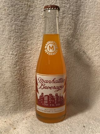 Full 7oz Manhattan Beverages Orange Soda Acl Soda Bottle Woonsocket,  R.  I.