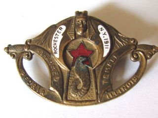1911 Syria Temple Shriners Convention Pin Rochester Ny Peoria Il Temple Masonic