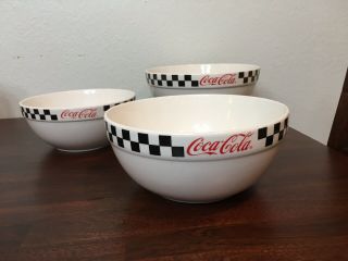 Coca Cola Stoneware Nesting Mixing Bowls Set Of 3 By Gibson & Plate