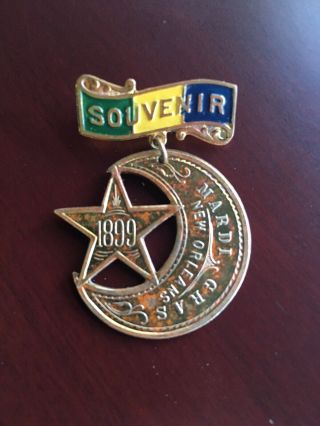 1899 Mardi Gras Souvenir Badge - Schwaab S & S Company