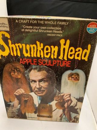 Vintage 70s Vincent Price Shrunken Head Apple Sculpture Set Toy,