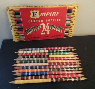 Vintage Empire Pencil Co.  Sunset 24 Colors Crayon Pencils No.  1124