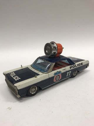 Vintage Tin P.  D Police Patrol Car With Siren 77 Friction Power Modern Toys