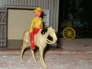 With Price Sticker Lead Or Medal Manoil Cowboy And Horse