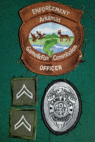 Obsolete Arkansas Game Fish Enforcement Game Warden Patch Badge Brass Duty Worn