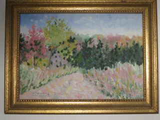 Vintage Impressionist Painting In Golden Frame Signed By The Artist