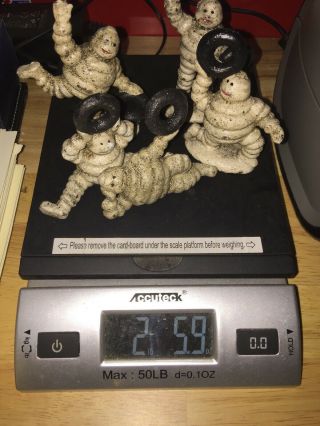 Michelin Tire Men 5 Piece Set Cast Iron Collector Paperweight Patina You Get 5