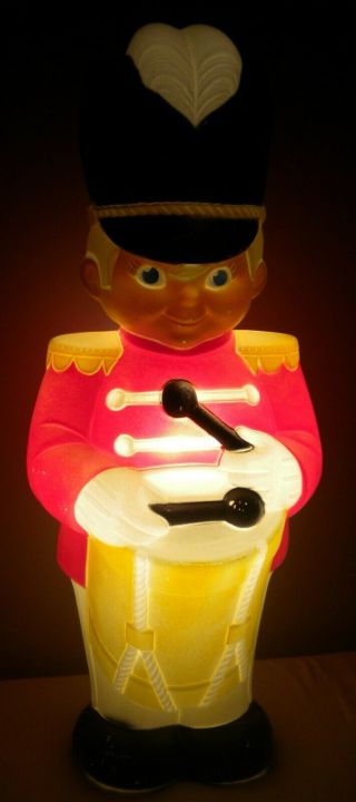 Vintage Grand Venture 33 " Tall Light Up Christmas Drummer Boy Soldier Blow Mold
