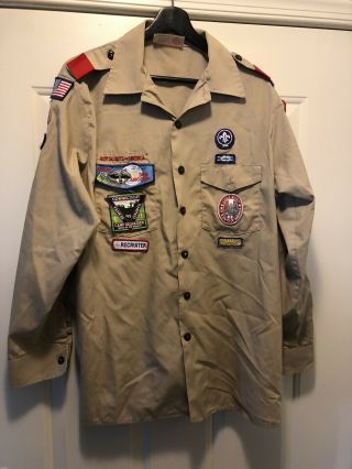90’s Bsa Boy Scout Eagle Scout Official Uniform Shirt Merit Parches Men’s Large