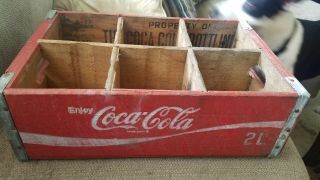 Red Coca Cola Wooden Crate 2l Complete Charleston Sc