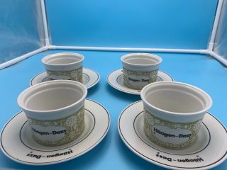 Set Of 4 Haagen Dazs Ice Cream Dessert Cups & Saucers,  Made In Italy By Tognana