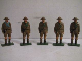 5 Vintage Lead Miniature Toy Soldiers Scouts Figures - L@@k