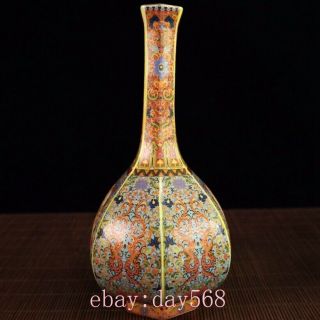 Old China porcelain Cloisonne Enamel Open window Hand Painted flower bird vase 2