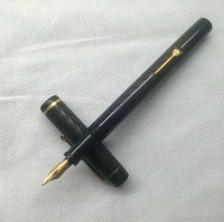 Vintage Conway Stewart Black Fountain Pen - 14ct Gold Nib -