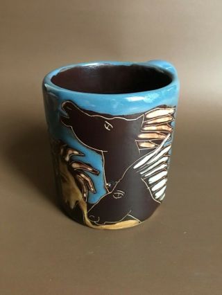 Mara Mexico Pottery Mug Cup Horses Stallions