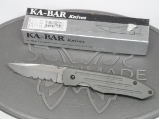Vintage Ka - Bar 02 - 4050 D2 Clip Point Aluminum Handles Folding Knife 1999 Nos