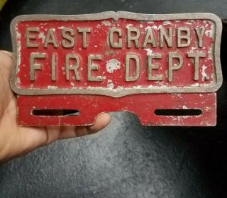 Vintage Ellington Conneticut Fire Dept License Plate Truck Member Plaque Topper